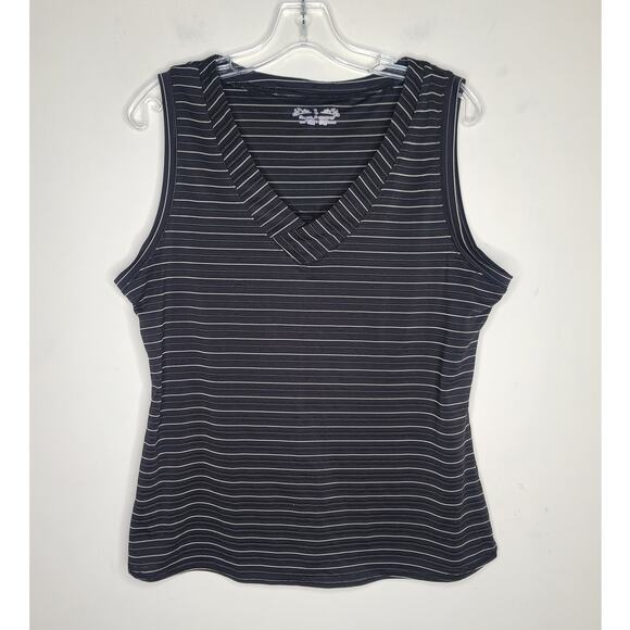 Royal Robbins black white stripe tank top - large - Picture 1 of 5